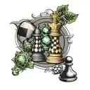 chess and math themed tatoo tattoo design idea