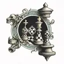 chess and math themed tatoo tattoo design idea