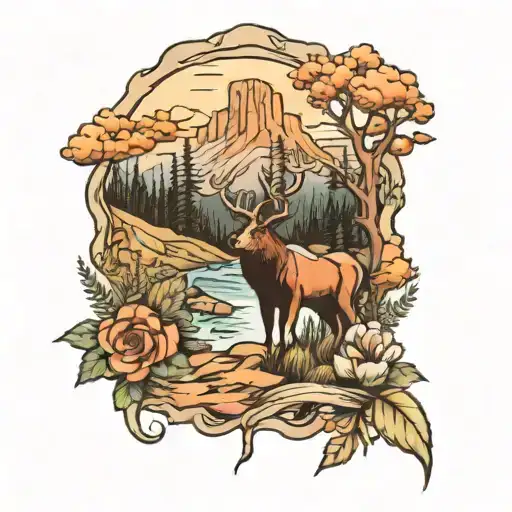 National Park scene tattoo design idea