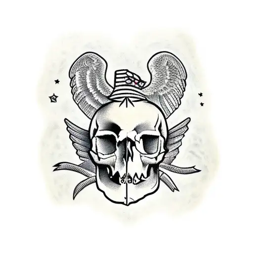 Animal skull surrounded by investigation evidence tattoo design idea