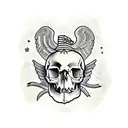 Animal skull surrounded by investigation evidence tattoo design idea
