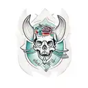 Animal skull surrounded by investigation evidence tattoo design idea