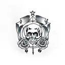 Animal skull surrounded by investigation evidence tattoo design idea