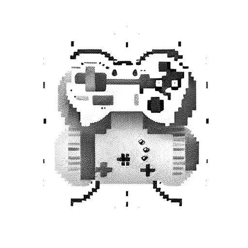 A pixelated video game controller tattoo design idea