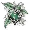 308 with a green heart  tattoo design idea