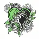 308 with a green heart  tattoo design idea