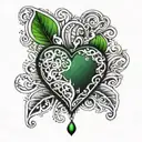 308 with a green heart  tattoo design idea