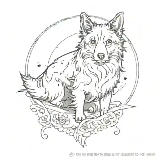 black cat and a border collie tattoo design idea
