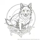 black cat and a border collie tattoo design idea