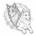 black cat and a border collie tattoo design idea