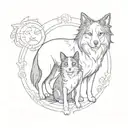 black cat and a border collie tattoo design idea