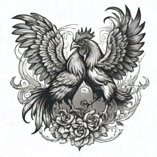 little roosters fighting each other tattoo design idea