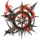 A Viking compass with sun and moon symbols for direction tattoo design idea