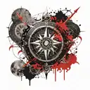 A Viking compass with sun and moon symbols for direction tattoo design idea