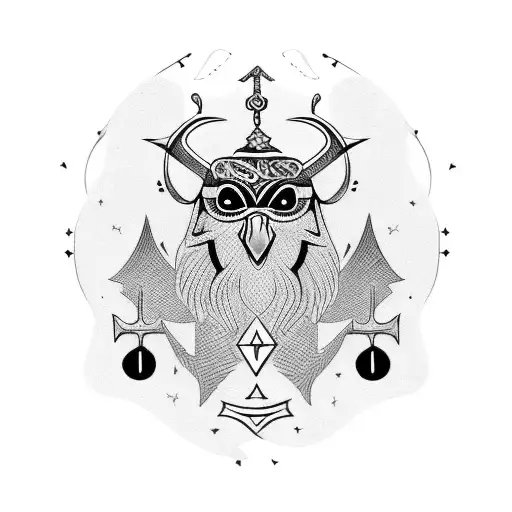 crow with nordic symbols and viking  tattoo design idea