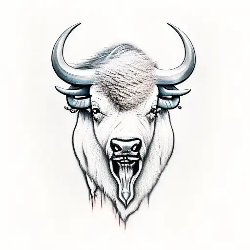 buffalo with guitar tattoo design idea