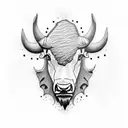 buffalo with guitar tattoo design idea