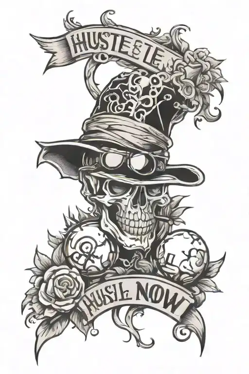 hustle now ball later tattoo design idea