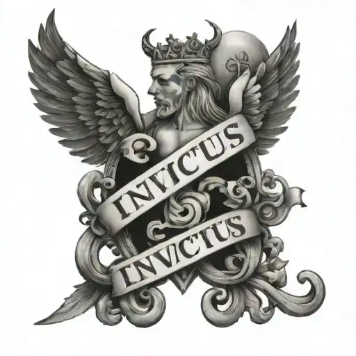 Invictus text tattoo design idea