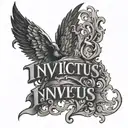 Invictus text tattoo design idea