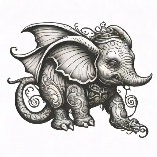 gothic dumbo tattoo design idea