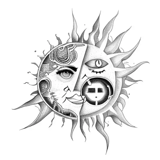 2  different matching sun and moon with the words no matter what underneath it  tattoo design idea