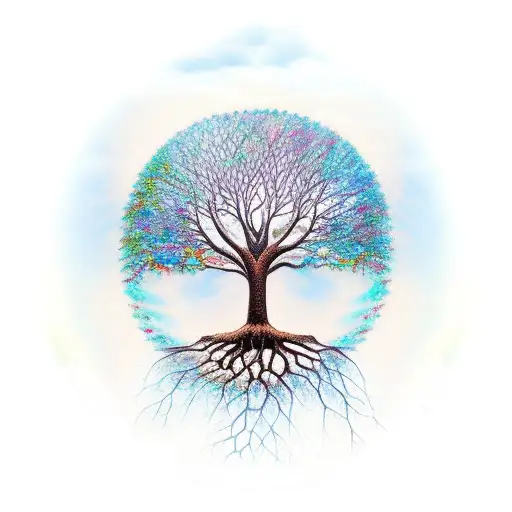 tree of life over top of an elephant tattoo design idea