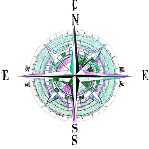 Compass mountains tattoo design idea