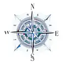 Compass mountains tattoo design idea