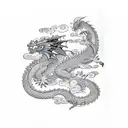 dragon with clouds tattoo design idea