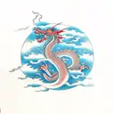 dragon with clouds tattoo design idea