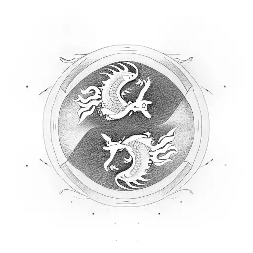 dragon and Phoenix yin yang lotus tattoo design idea