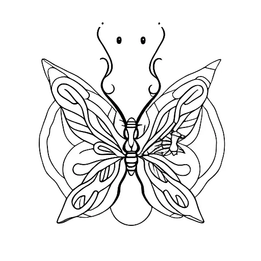 cat playing with a dragonfly  tattoo design idea