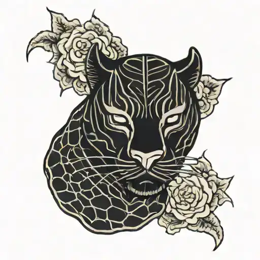 Black Panther head tattoo design idea