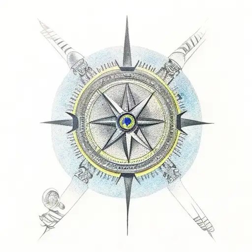 eagle over compass tattoo design idea