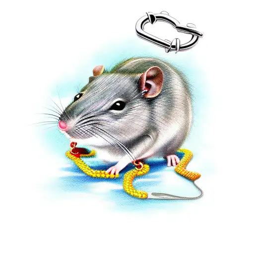 eye rat master chains heart tattoo design idea