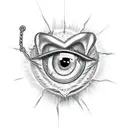 eye rat master chains heart tattoo design idea