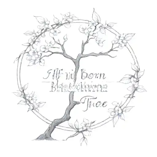 the phrase "if i was born a blackthorn tree, i'd wanna be felled by you, held by you, fuel the pyre of your enemies" tattoo design idea