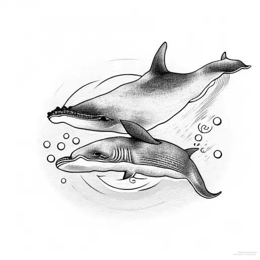 A whale falling through the sky tattoo design idea