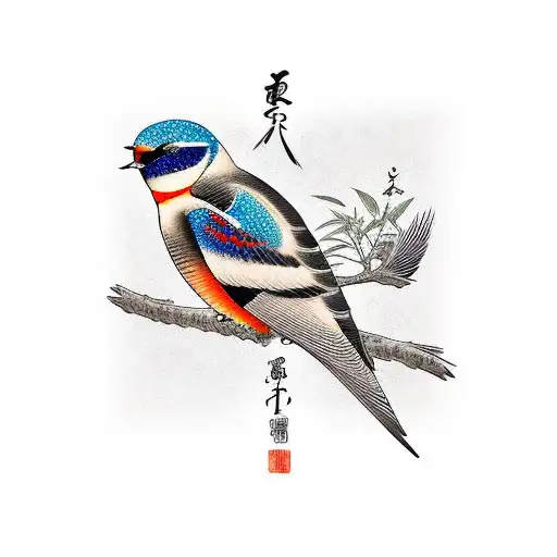 Japanese swallow tattoo design idea