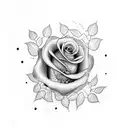A dotwork tattoo of a rose made up of interconnected grape vines tattoo design idea