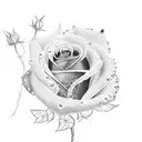 A dotwork tattoo of a rose made up of interconnected grape vines tattoo design idea