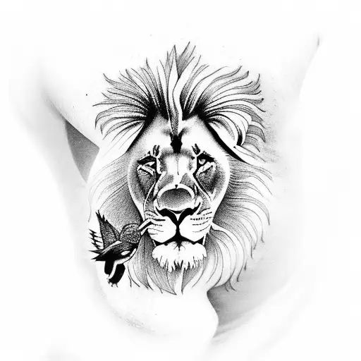 jamaican themed full sleeve with lion and Hummingbird tattoo design idea