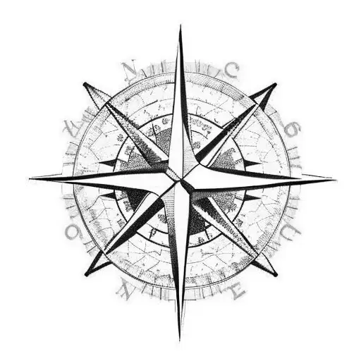 compass with north represented by a cross, crimson and gold off chutes, and USMC logo tattoo design idea