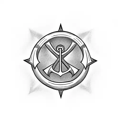 An elegant minimalist tattoo of an anchor intertwined with a cross, symbolizing the client's devotion to both their Christian faith and their service in the USMC. tattoo design idea