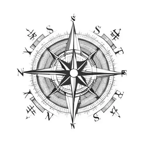 compass with north represented by a cross, crimson and gold off shoots tattoo design idea