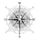 compass with north represented by a cross, crimson and gold off chutes, and USMC logo tattoo design idea