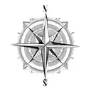 compass with north represented by a cross, crimson and gold off chutes, and USMC logo tattoo design idea