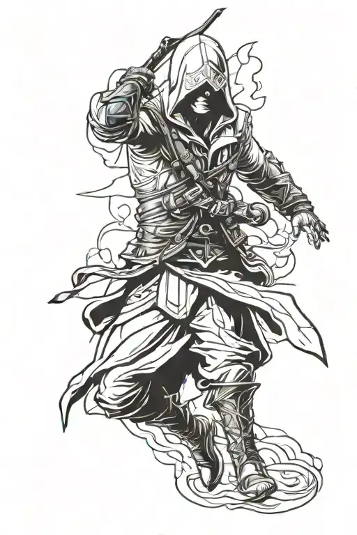 assassin's creed assassin doing a leap of faith tattoo design idea