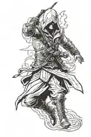 assassin's creed assassin doing a leap of faith tattoo design idea
